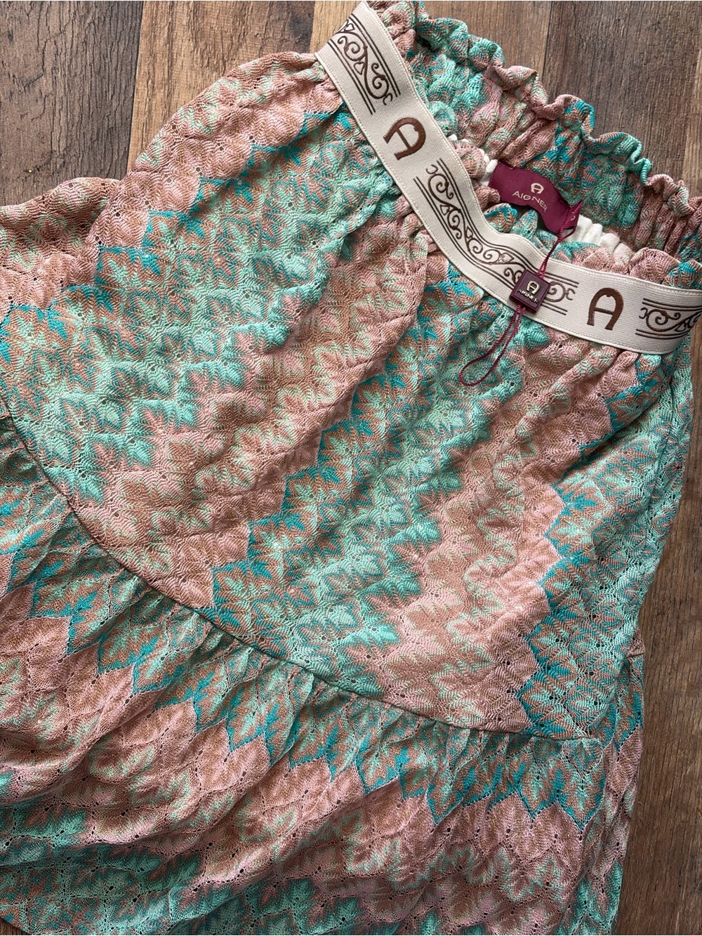 Etienne Aigner Pastel Pink and Aqua Patterned Girls' Skirt